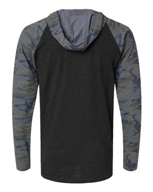 Men's Fine Jersey Hooded Long Sleeve Raglan T-Shirt - Vintage Smoke/ Vintage Camo/ Black Back