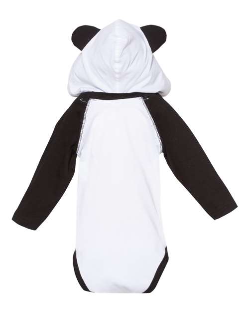 Infant Fine Jersey Character Hooded Long Sleeve Bodysuit with Ears - White/ Black Back