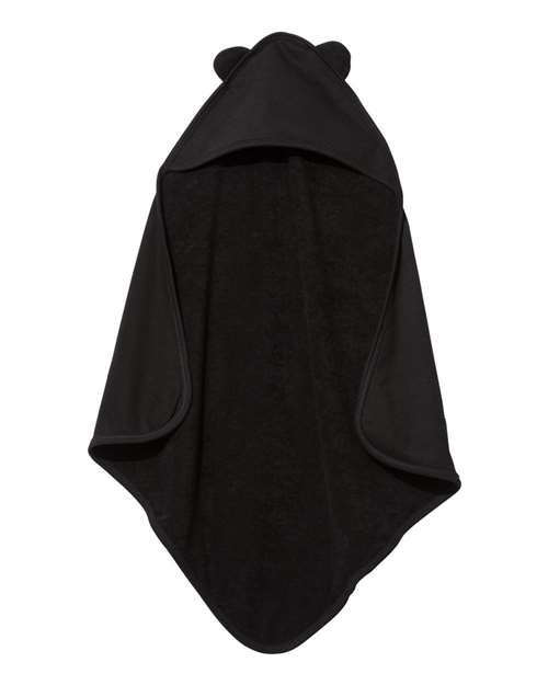 Terry Cloth Hooded Towel with Ears - Black Front