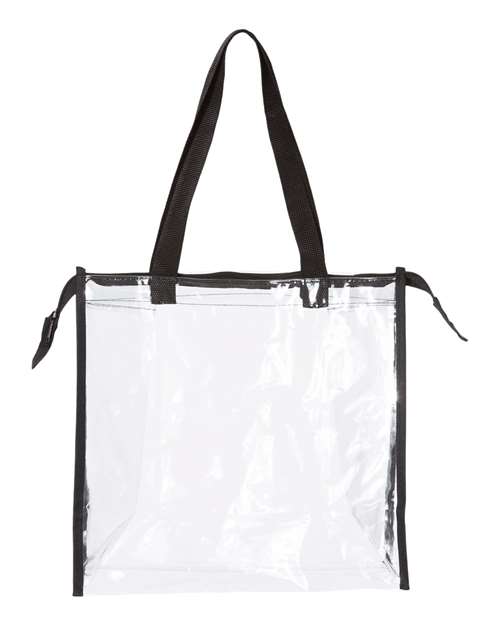 OAD Clear Zippered Tote with Full Gusset - Black Front