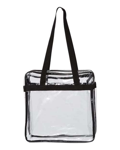 OAD Clear Tote with Zippered Top - Black Back