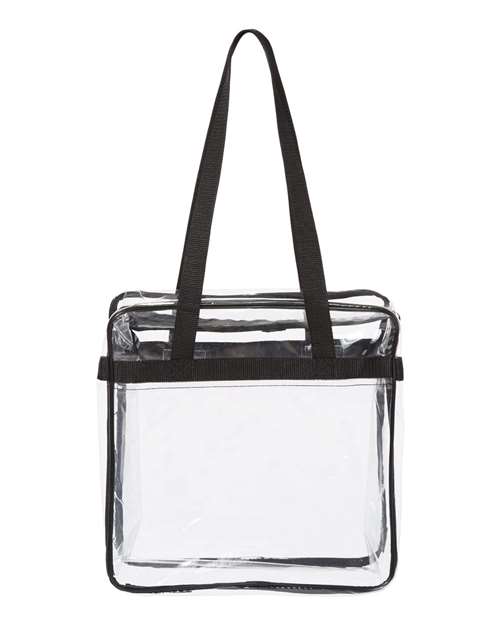 OAD Clear Tote with Zippered Top - Black Front