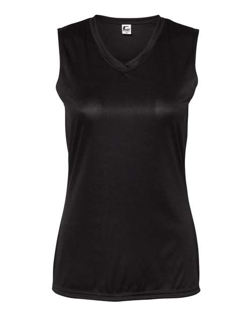 Women's Sleeveless V-Neck T-Shirt - Black Front