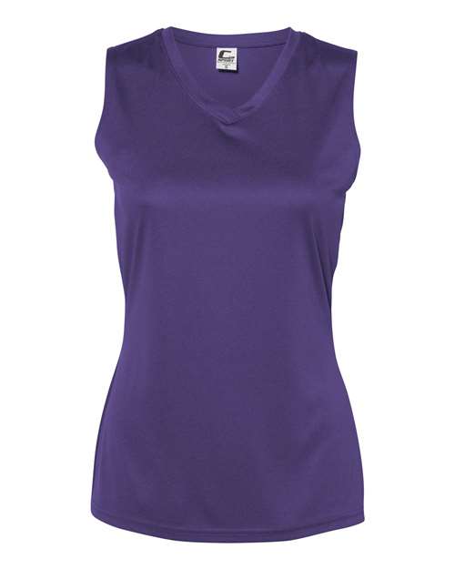 Women's Sleeveless V-Neck T-Shirt - Purple Front