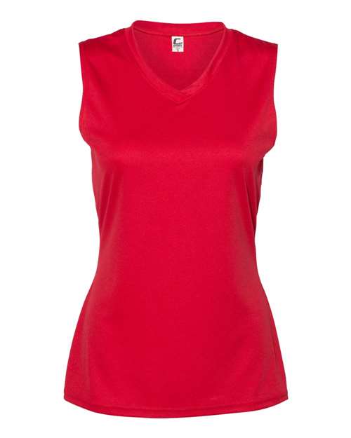 Women's Sleeveless V-Neck T-Shirt - Red Front