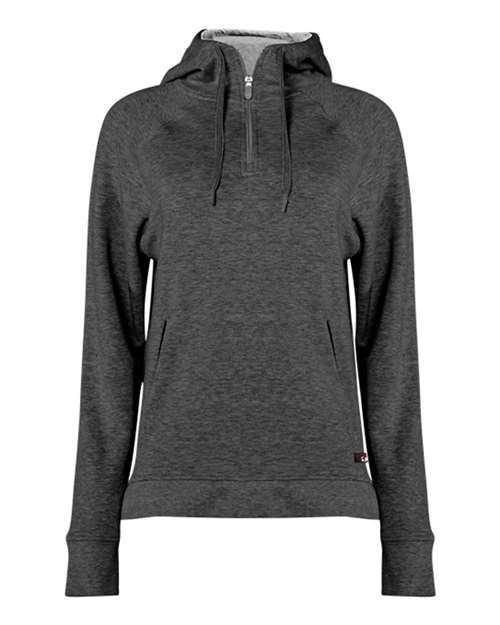 Women's FitFlex French Terry Quarter-Zip Hooded Pullover - Charcoal Front