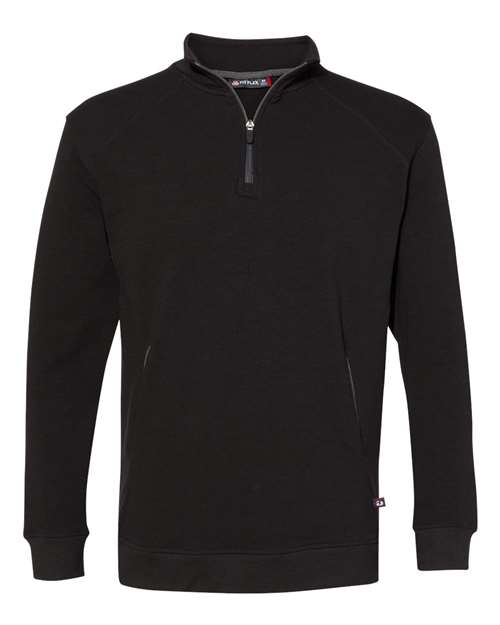 Men's FitFlex French Terry Quarter-Zip Pullover - Black Front