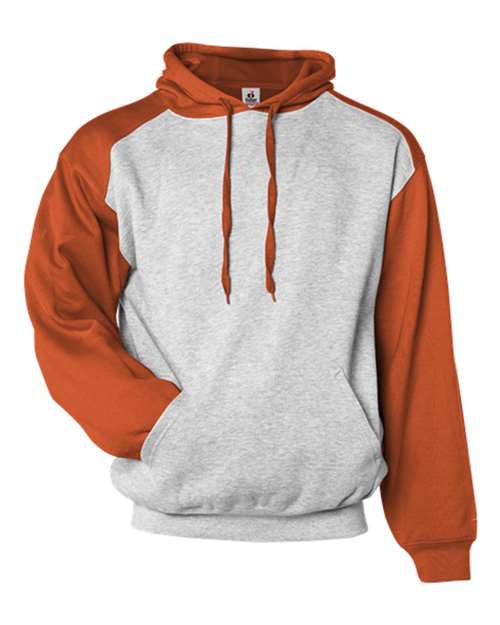 Unisex Sport Athletic Fleece Hooded Sweatshirt - Oxford/ Burnt Orange Front