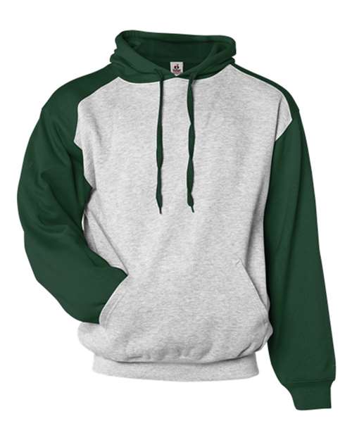 Unisex Sport Athletic Fleece Hooded Sweatshirt - Oxford/ Forest Front