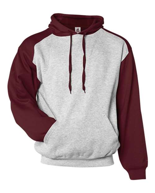 Unisex Sport Athletic Fleece Hooded Sweatshirt - Oxford/ Maroon Front