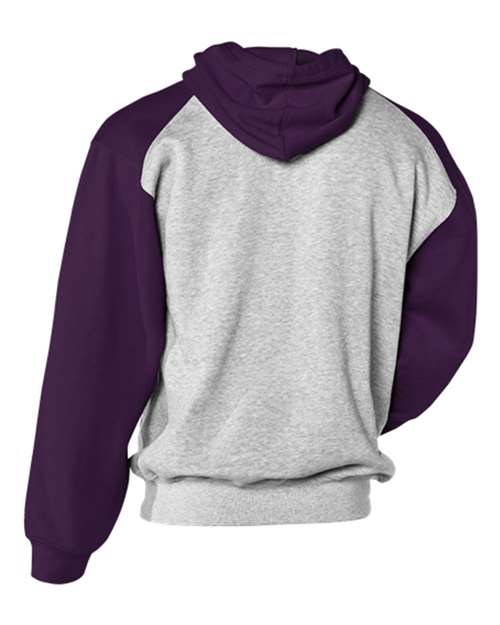 Unisex Sport Athletic Fleece Hooded Sweatshirt - Oxford/ Purple Back