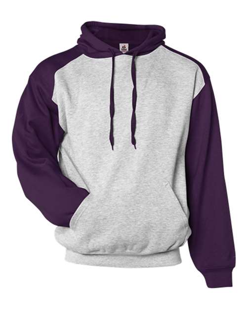 Unisex Sport Athletic Fleece Hooded Sweatshirt - Oxford/ Purple Front