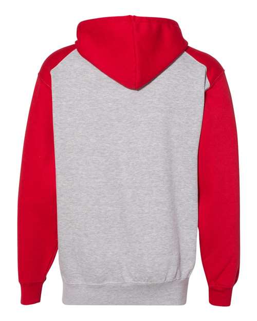 Unisex Sport Athletic Fleece Hooded Sweatshirt - Oxford/ Red Back