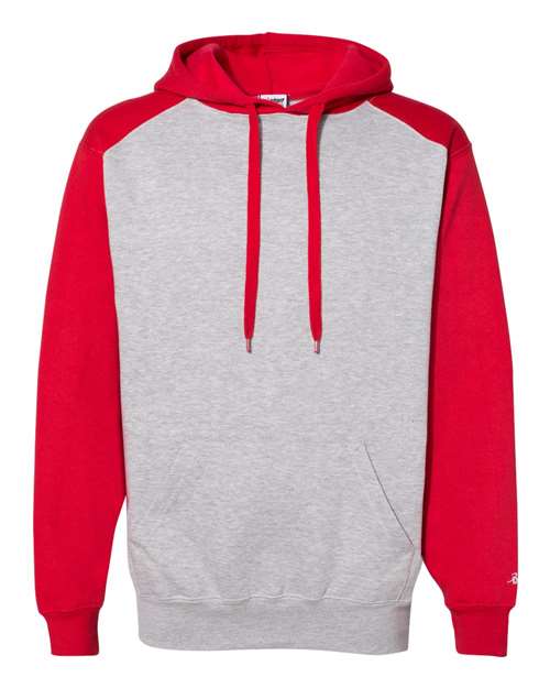 Unisex Sport Athletic Fleece Hooded Sweatshirt - Oxford/ Red Front