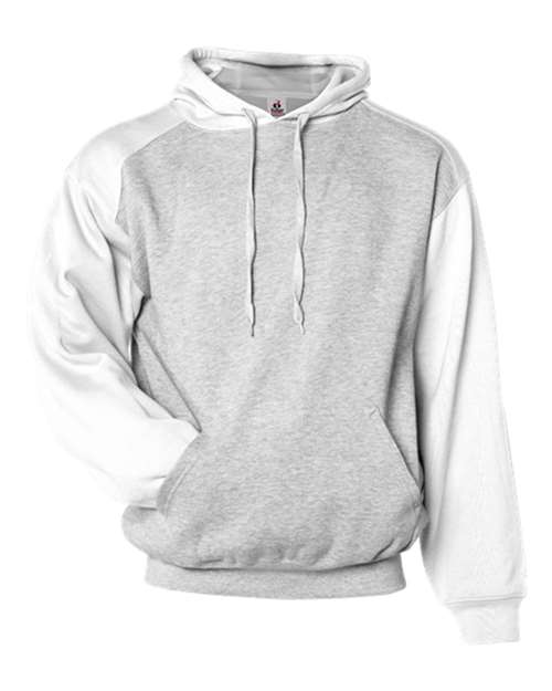 Unisex Sport Athletic Fleece Hooded Sweatshirt - Oxford/ White Front
