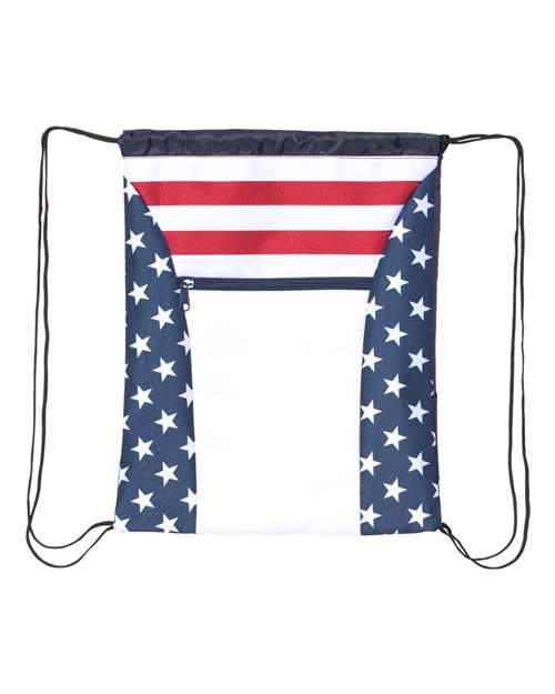 Americana Drawstring Bag - Red/ White/ Blue Front