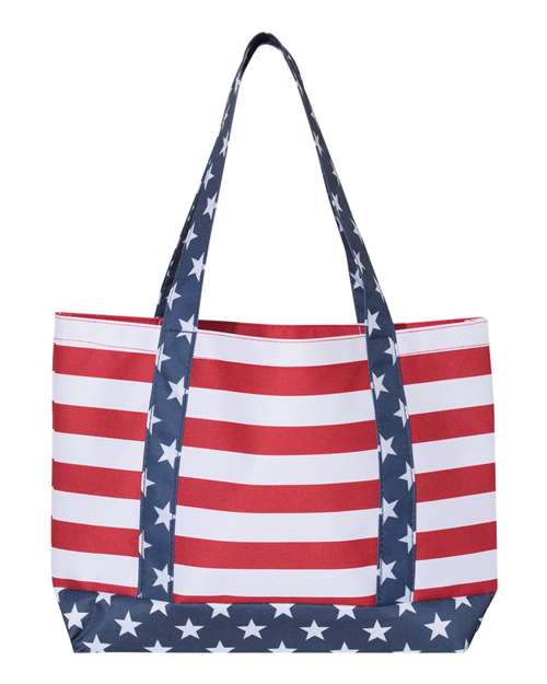 Americana Beach Tote - Red/ White/ Blue Back