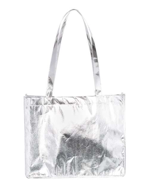 Metallic Large Tote - Metallic Silver Back