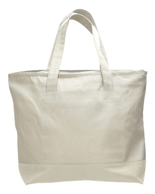 19L Zippered Tote - Natural/ Natural Back