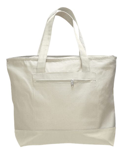 19L Zippered Tote - Natural/ Natural Front