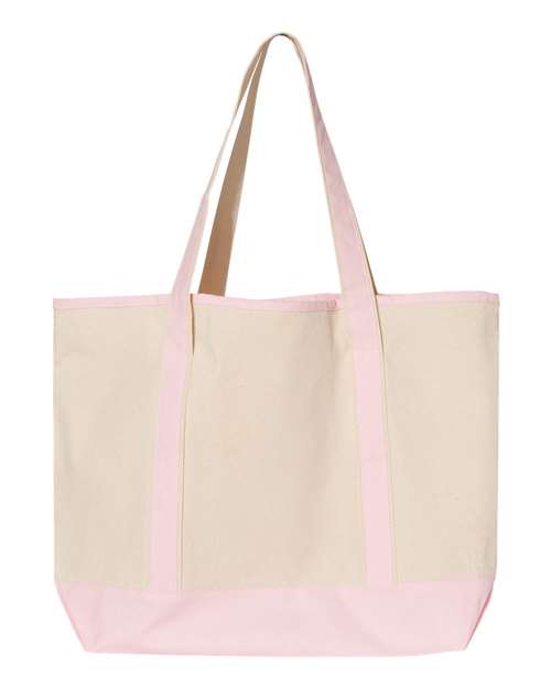 34.6L Large Canvas Deluxe Tote - Natural/ Light Pink Back