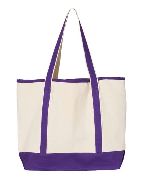 34.6L Large Canvas Deluxe Tote - Natural/ Purple Back