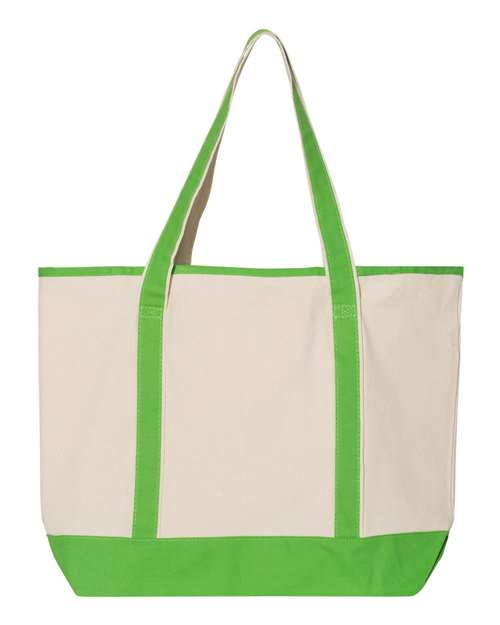 34.6L Large Canvas Deluxe Tote - Natural/ Lime Back