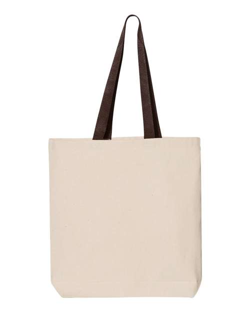 11L Canvas Tote with Contrast-Color Handles - Natural/ Chocolate Back