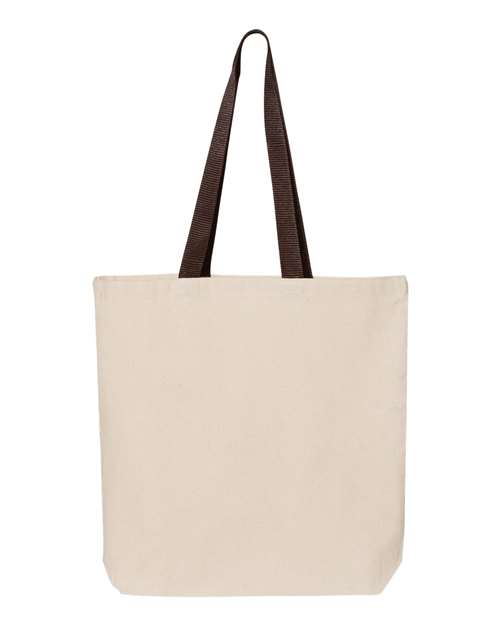 11L Canvas Tote with Contrast-Color Handles - Natural/ Chocolate Front
