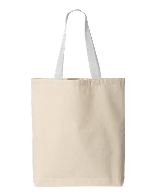 11L Canvas Tote with Contrast-Color Handles - Natural/ White Back