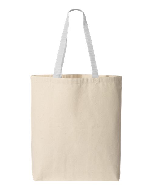 11L Canvas Tote with Contrast-Color Handles - Natural/ White Front
