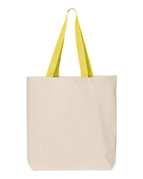 11L Canvas Tote with Contrast-Color Handles - Natural/ Yellow Front