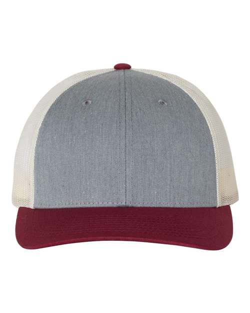 Low Pro Trucker Cap - Heather Grey/ Birch/ Cardinal Front