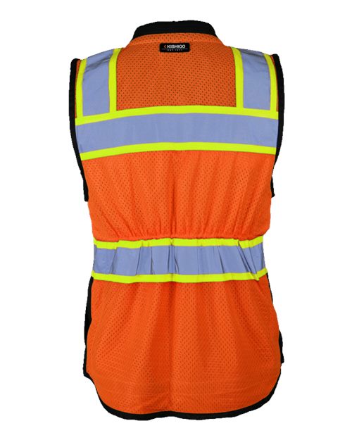 Women's Premium Black Series® Heavy Duty Surveyors Vest - Orange Back
