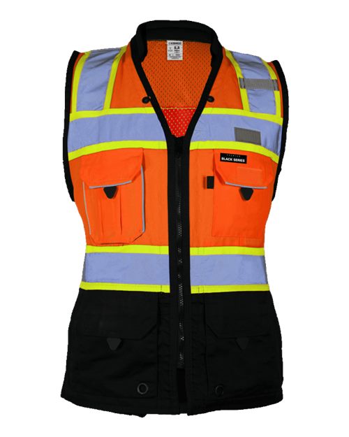 Women's Premium Black Series® Heavy Duty Surveyors Vest - Orange Front