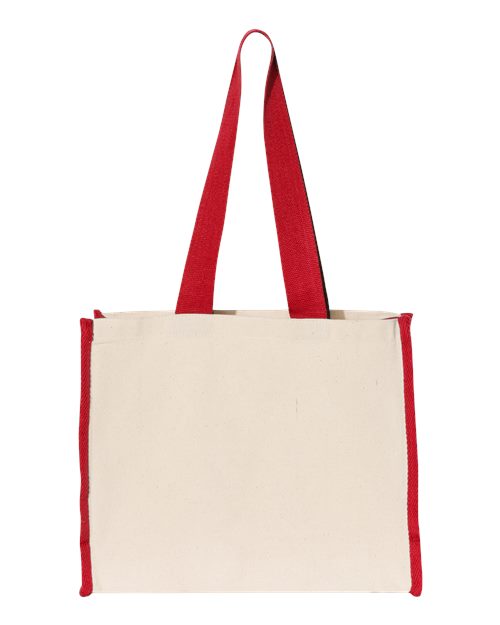 14L Tote with Contrast-Color Handles - Natural/ Red Back