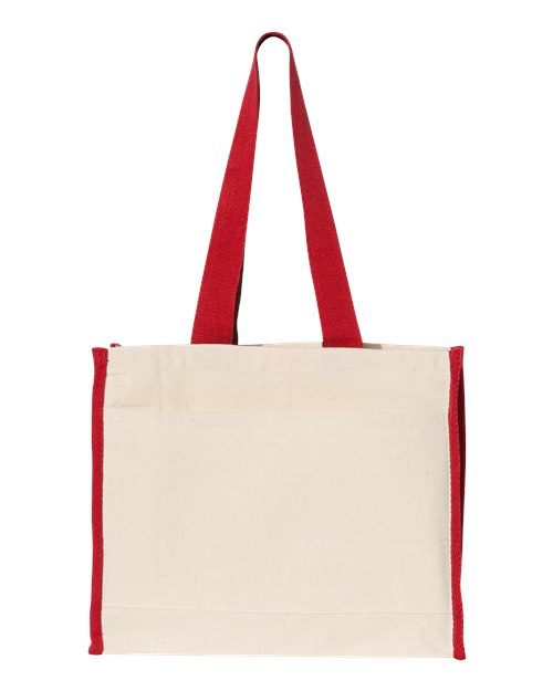 14L Tote with Contrast-Color Handles - Natural/ Red Front