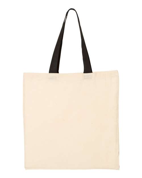 Economical Tote with Contrast-Color Handles - Natural/ Black Back