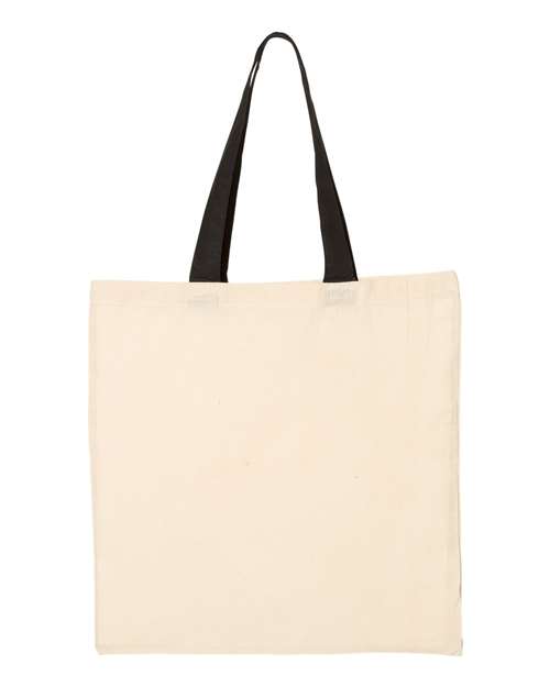 Economical Tote with Contrast-Color Handles - Natural/ Black Front