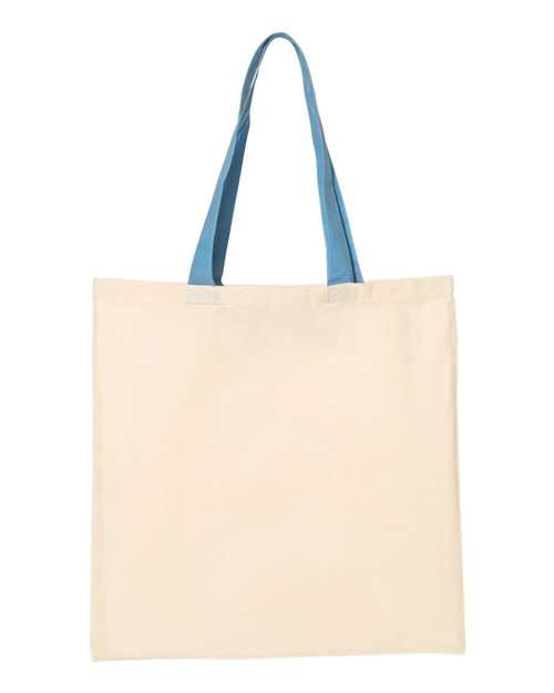 Economical Tote with Contrast-Color Handles - Natural/ Carolina Blue Back