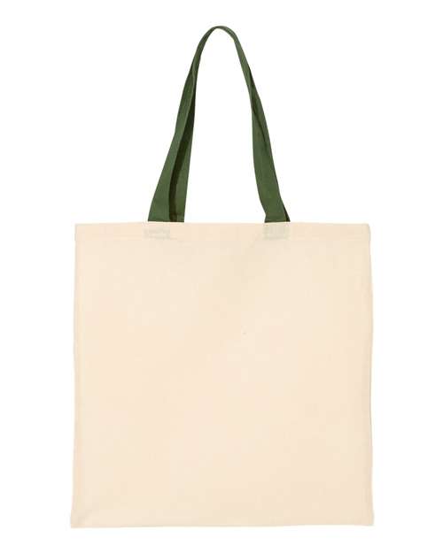 Economical Tote with Contrast-Color Handles - Natural/ Forest Front