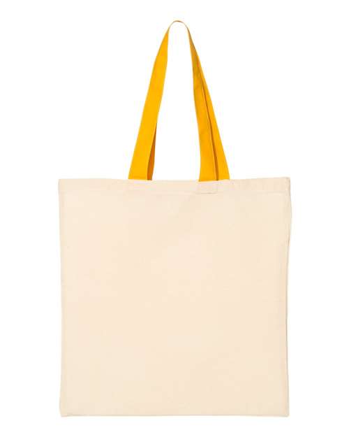Economical Tote with Contrast-Color Handles - Natural/ Gold Back