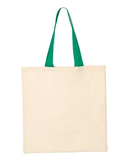 Economical Tote with Contrast-Color Handles - Natural/ Kelly Back