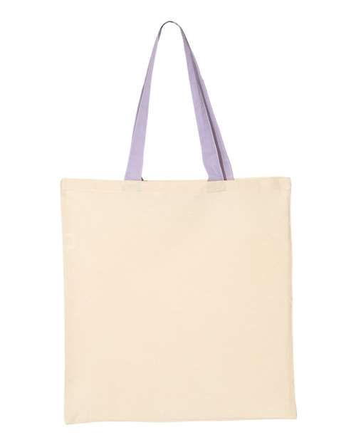 Economical Tote with Contrast-Color Handles - Natural/ Lavender Back
