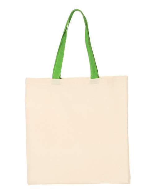 Economical Tote with Contrast-Color Handles - Natural/ Lime Back