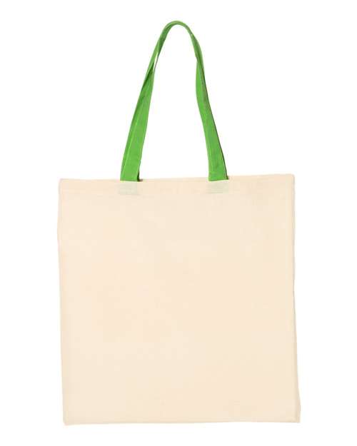 Economical Tote with Contrast-Color Handles - Natural/ Lime Front