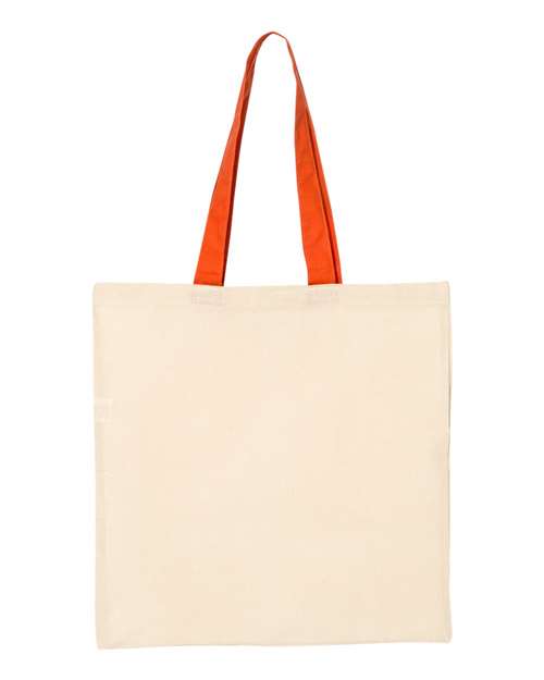 Economical Tote with Contrast-Color Handles - Natural/ Orange Front