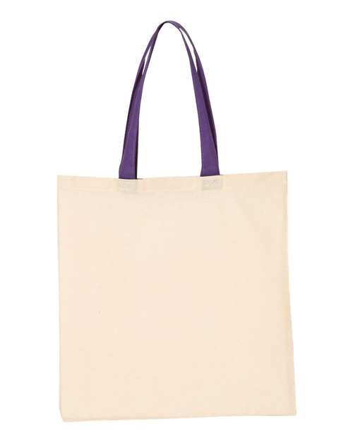 Economical Tote with Contrast-Color Handles - Natural/ Purple Back