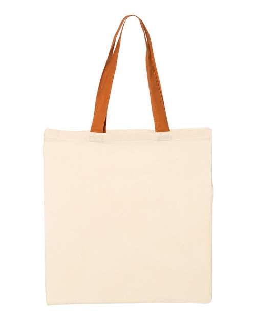 Economical Tote with Contrast-Color Handles - Natural/ Texas Orange Front