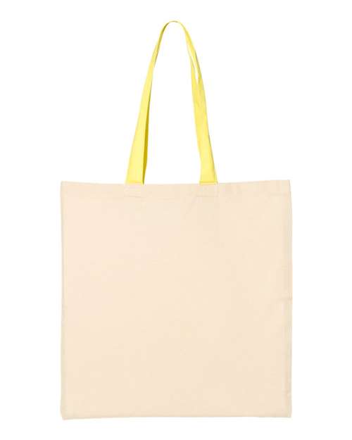 Economical Tote with Contrast-Color Handles - Natural/ Yellow Back